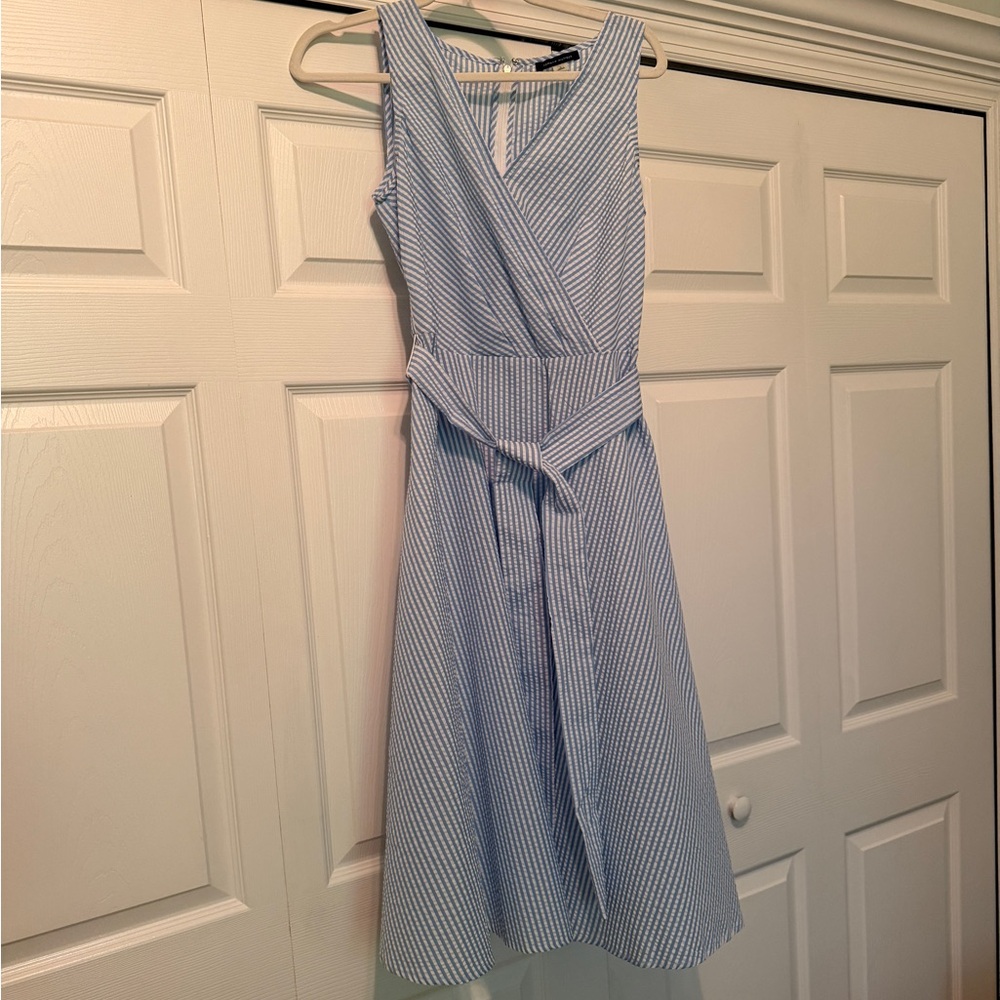 Tommy Hilfiger Blue and White Striped Midi Dress